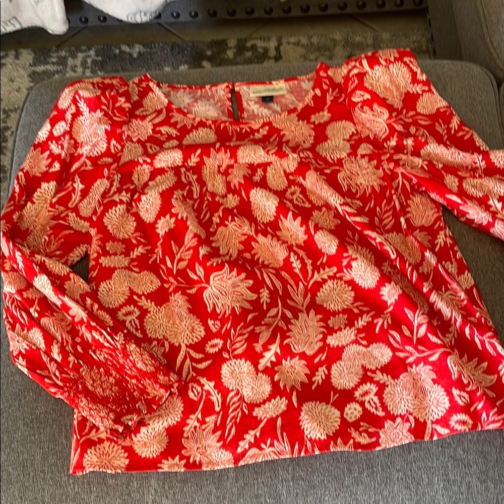 Universal Thread Red and Gold Smocked Blouse